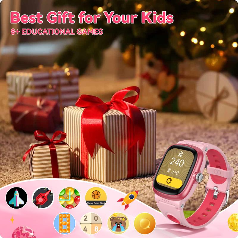 Smart Watch for Kids with Sleep Tracking Games Alarm IP68 Waterproof Step Calorie Pedometer Fitness Watch, Compatible with iOS & Android, Ideal Christmas Birthday Gifts for Aged 4-16 with Wearable Touch Screen