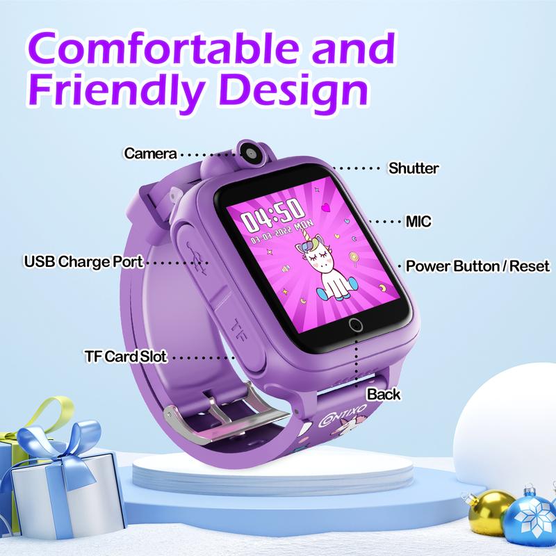 Contixo Smart Watch for Kids – Ages 4-12, Educational Games, Camera, Video, Music, Voice Recorder, Calculator & More Silicone Wearable