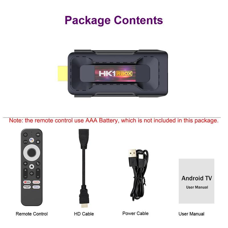 HK1 RBOX D8 Android 13 4GB TV Stick, 1 Count RK3528 8K HDR 10 Android TV OS Quad-core BT5.0 WiFi6 BT Voice Control Mini TV Dongle