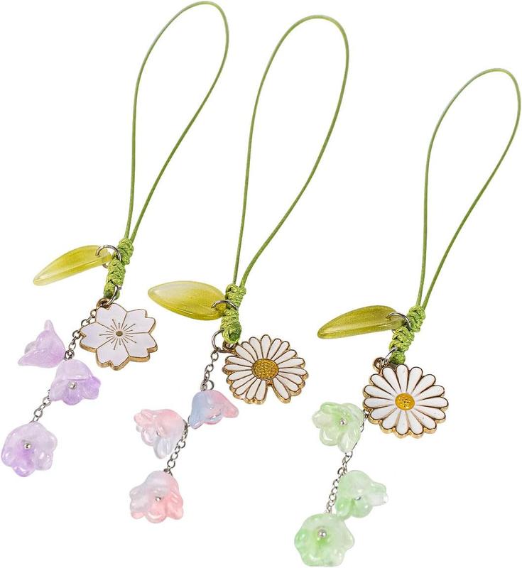 3  Creative Tulip Flower Mobile Phone Pendant Pendant, Mobile phone decoration accessories Suitable for Keychain Mobile Phone  Key Bag Backpack Wallet Decoration