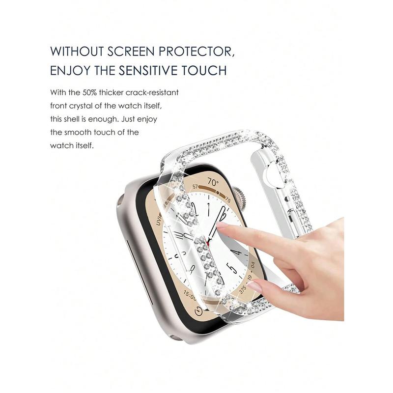 5pcs Set Diamond Decor Stylish Shockproof PC Hollow Watch Case Protective Cover, Compatible With Apple Watch Series Ultra SE 1-10 38 40 41 42 44 45 46 49mm