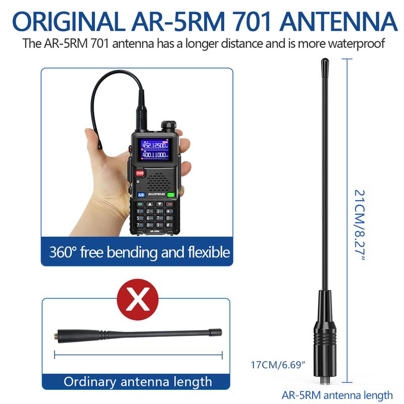 BAOFENG AR-5RM Ham Radio Handheld (Upgrade of UV-5R) Two Way Radio NOAA Weather Receiver Rechargeable Long Range Walkie Talkies, Copy Frequency 999CH with Type C Charging 2500mAh Battery Full Kit