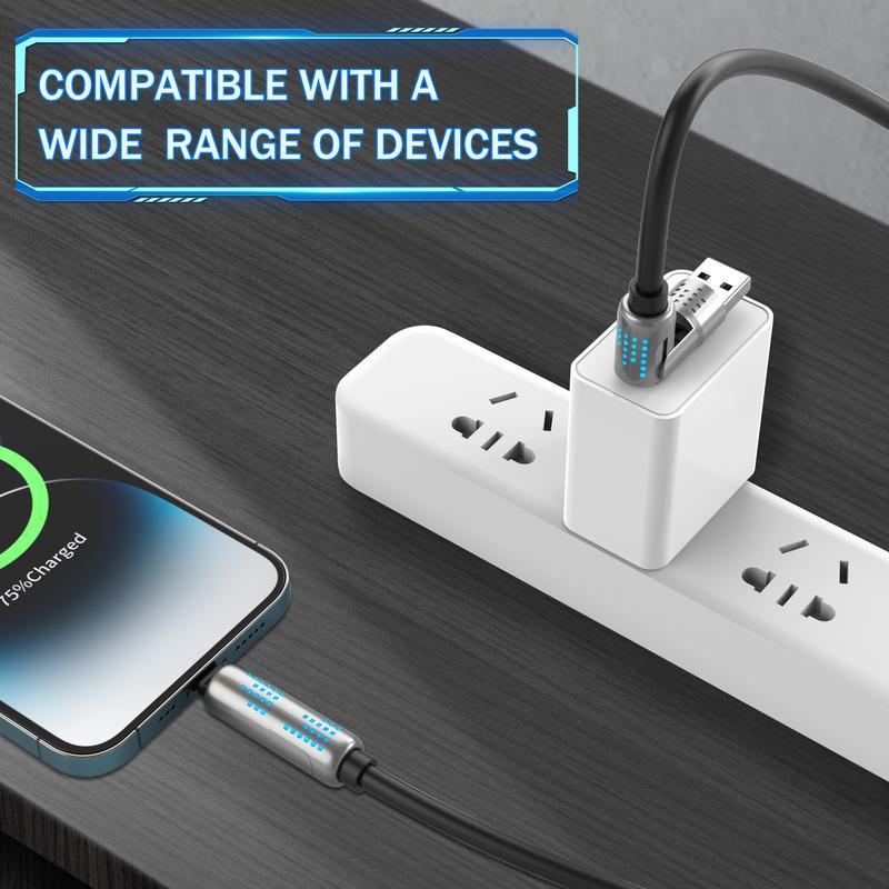 USB-C & USB-A & TYPE C & Lightning 4-in-1 Fast Charger Cable, MAX 240W PD 5A Fast Charging  ,Breathing LED Light, 3.9FT Cable for iPhone 16 15 14 13 12 Pro Max 16 15 14 Plus Samsung Galaxy, Android Phones & Tablets iPad Pro Device Smartphone Charger