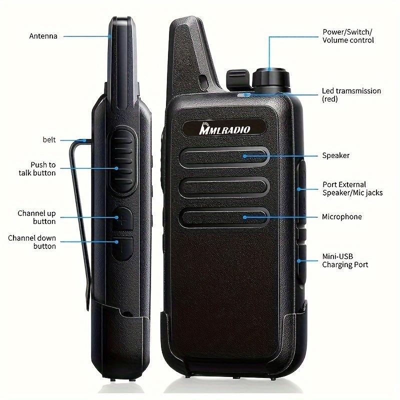 USB Rechargeable Walkie Talkie, 1 Count 16 Channel UHF 400-470MHz Two Way Radio, Portable Walkie Talkie for Outdoor Camping Hiking