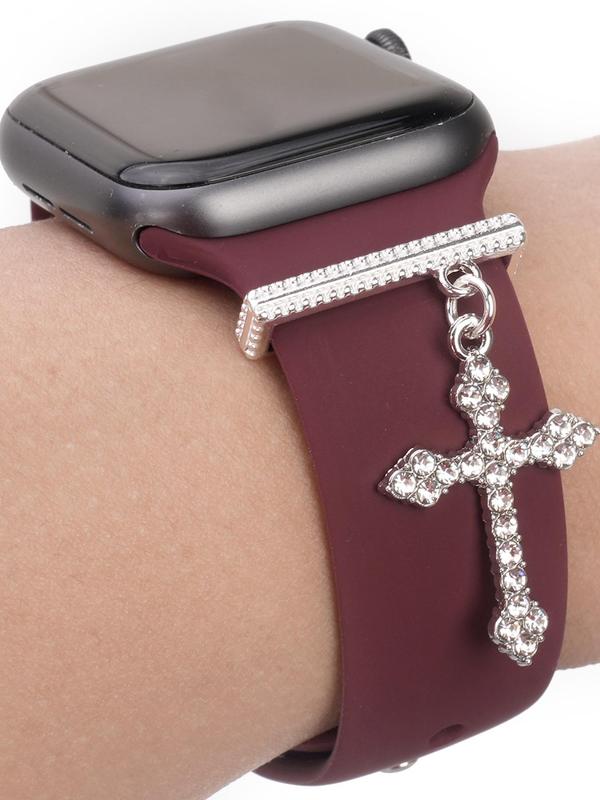 Rhinestone Decor Cross Charm Watch Band Decoration, Watch Band Charms, Watch Accessories for Apple Watch Bands, Gift for Men & Women