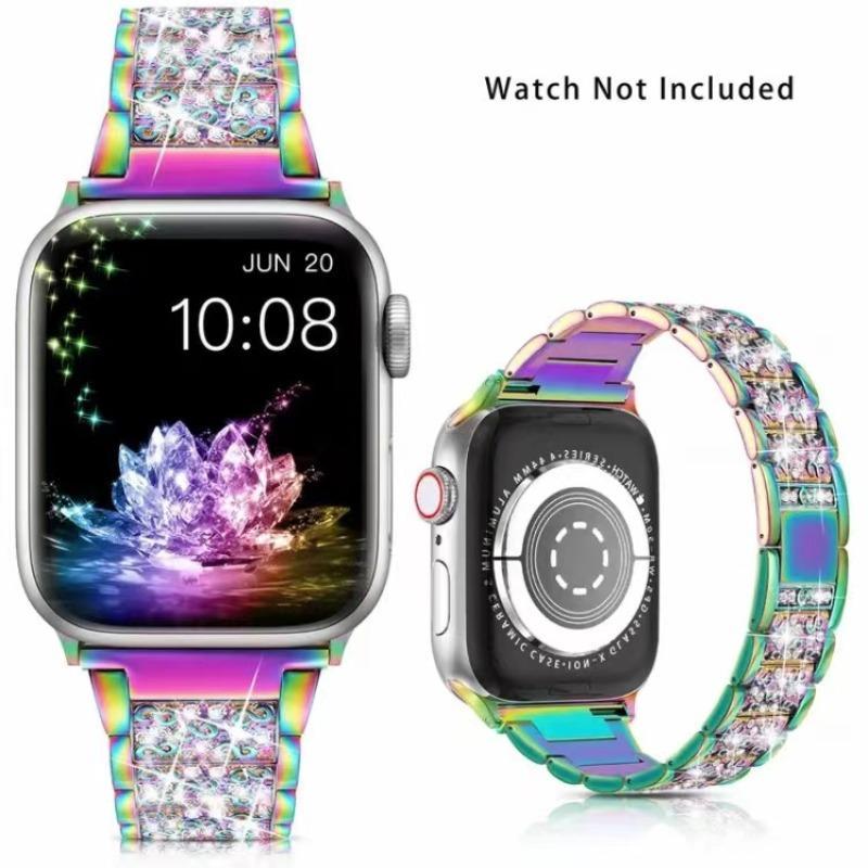 Rhinestone Decor Stainless Steel Watch Band, 1 Count Fashion Replacement Watch Band for Women & Girls, Wearable Accessories Compatible with iWatch Series