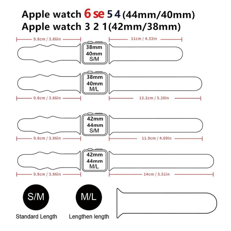 Silicone Watch Band (Band Only), 5 Counts Adjustable Replacement Watch Band for iWatch Series 9 8 7 6 5 4 3 2 1 SE Ultra