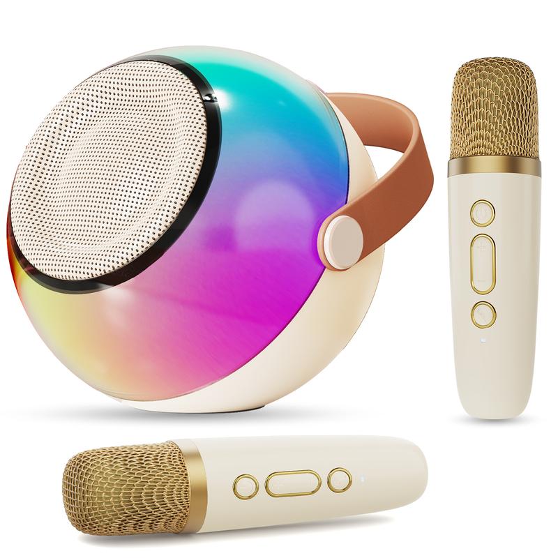 JAUYXIAN  D25 Mini Karaoke Machine with Dazzling Lights and Wireless Microphones