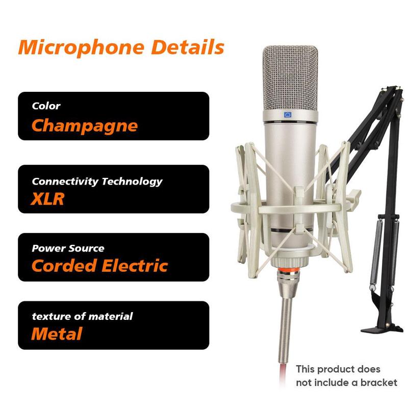 U87 Vocal Condenser Microphone, 1 Set Desktop Suspended Microphone with Mic Base & Mic Cable, Professional Microphone for Live Recording & Vocal Music Studio