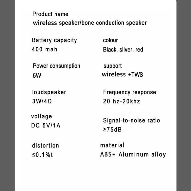 Bone Conduction Wireless Speaker, Mini USB Rechargeable Portable Wireless Speaker with Suction Cup, Wireless TWS Small Speaker with Resonance Function