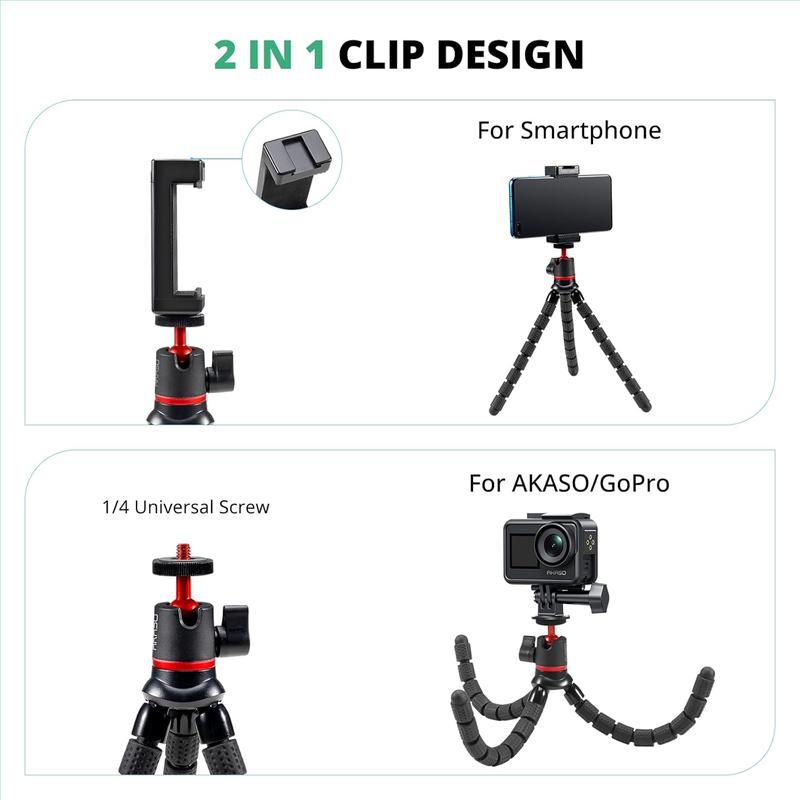 〖Black Friday〗UGIFT Tripod for iPhone - 3 in 1 Flexible Phone Tripod with Wireless Remote - iPhone Tripod Stand for Video Recording Vlogging Selfie Compatible with iPhone Samsung Go Pro, Digital Camera Cellphone Smartphone