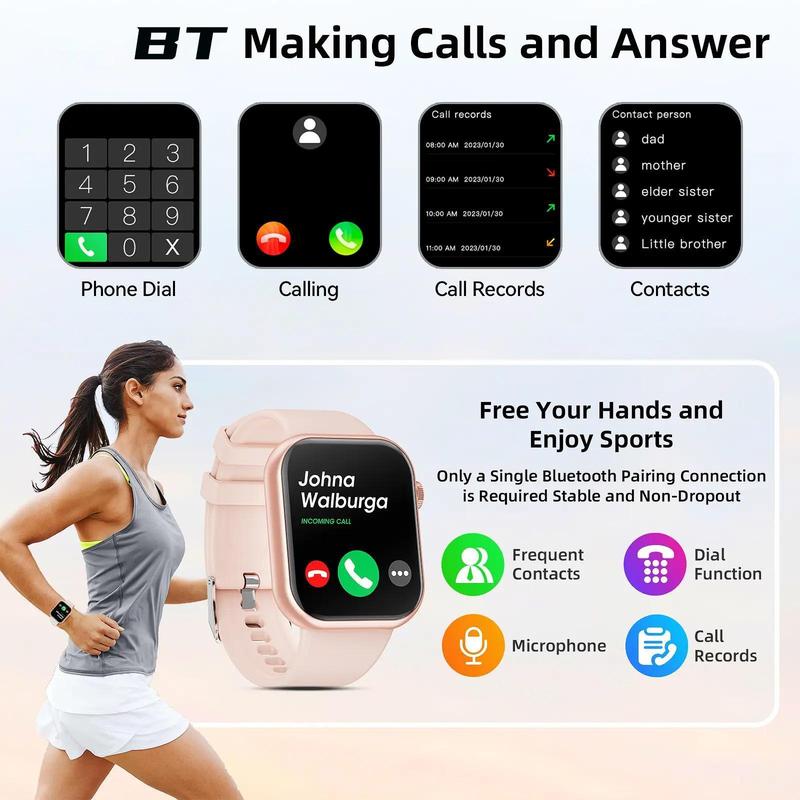 Smart Watch for Women (Answer Make Call), 2024 Newest 1.85 Inch Fitness Tracker, Pedometer Calories, Multiple Sports Modes, Women's Men's Fitness Watch for Android iPhone Back To School Gifts