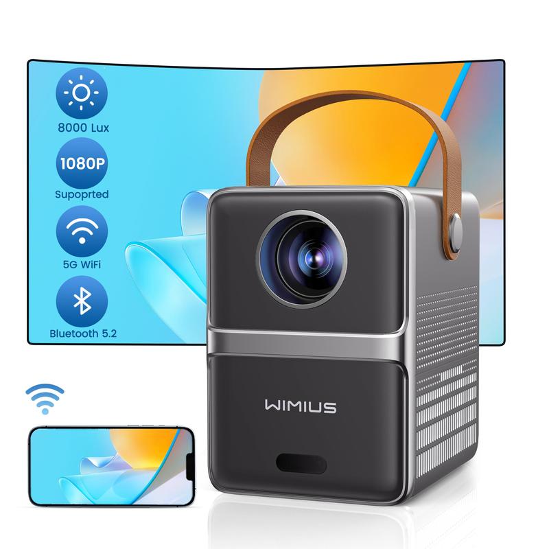 WIMIUS P61 Mini Projector with 5G Wi-Fi and Bluetooth,1080P Outdoor Projector, Portable Movie Projector, 300