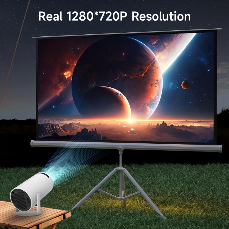 HY300 Mini 4K Android 11.0 Projector - 1080P & 720P Resolution, 200ANSI Brightness, Portable Wireless Design, 180° Adjustable Projection Angle, Ideal for Home & Outdoor Cinema Entertainment