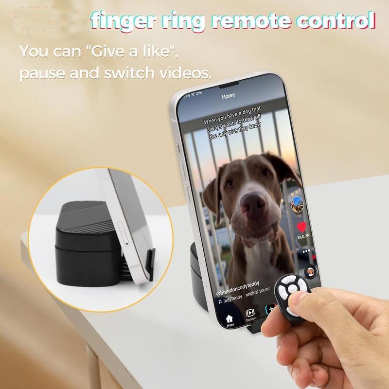 Wireless Remote Control Ring with Digital Display & Charging Case, Rechargeable 7-Button Scrolling Ring Clicker for Smartphones Tablets