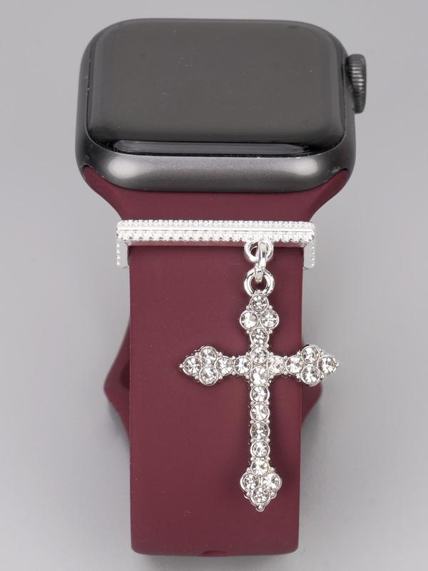 Rhinestone Decor Cross Charm Watch Band Decoration, Watch Band Charms, Watch Accessories for Apple Watch Bands, Gift for Men & Women