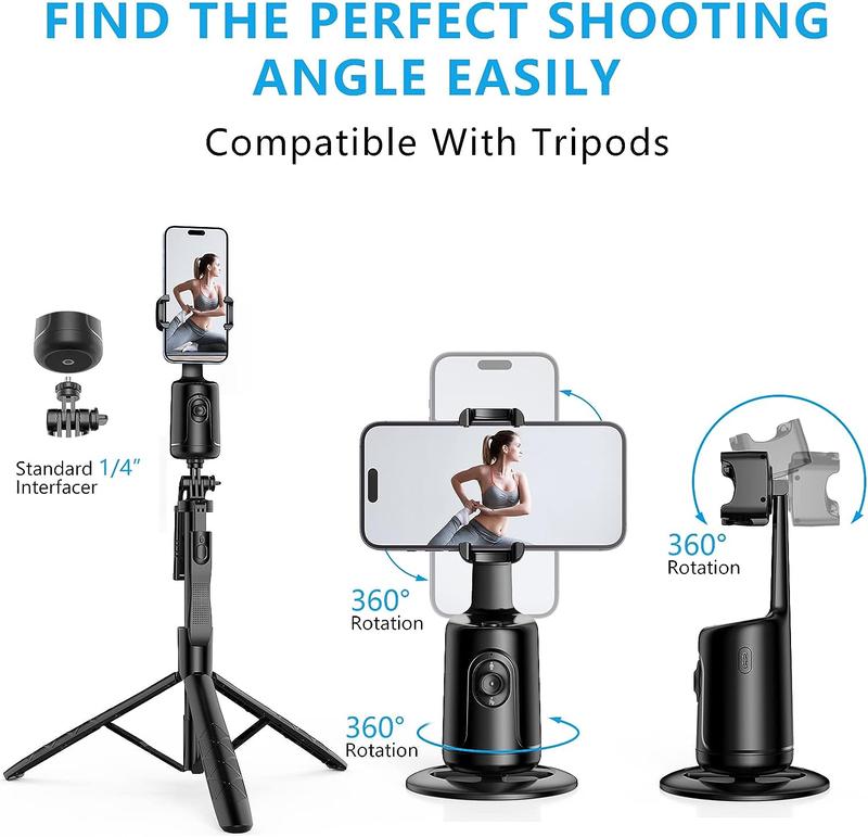 1 Count 360° Rotatable Automatic Face Tracking Gimbal Stabilizer Portable Video Recording Tool With Button For Mobile Phone Cameras, Mobile Phone Stands, Mobile Phone Accessories, Vlogging Equipment Selfie Smartphone Cellphone,Easy To Mount,Tripod