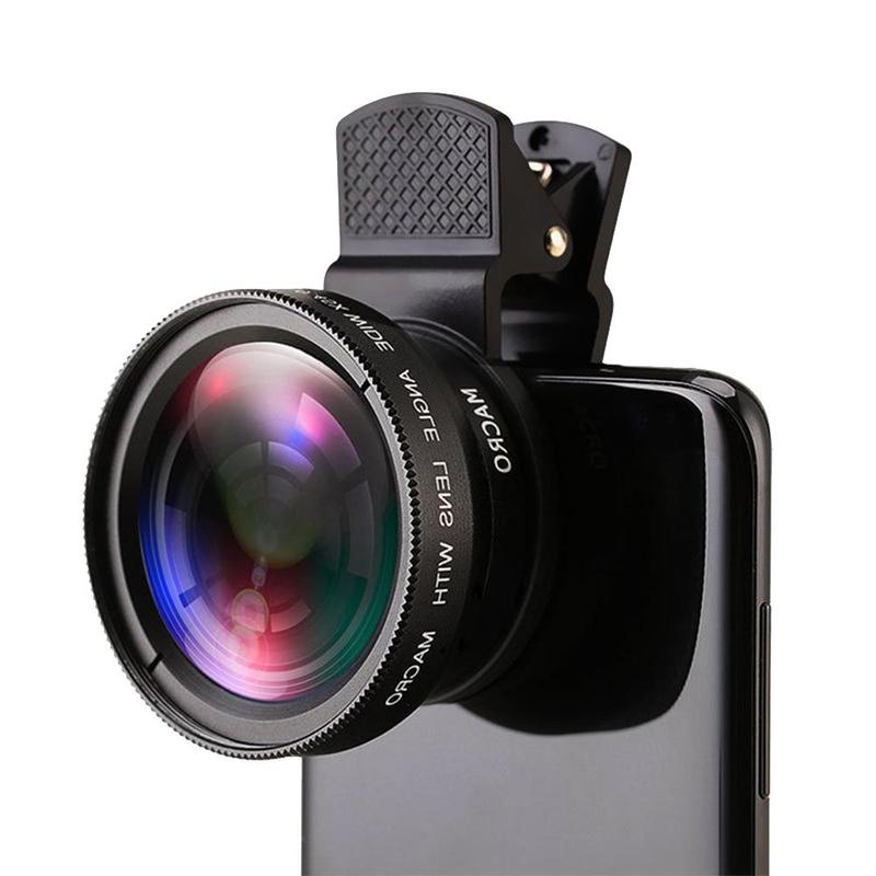 2 in 1 Phone Lens, 1 Count 0.45X 49UV Mobile Phone Camera Lens, Wide Angle & Macro Lens for iPhone Android Phone