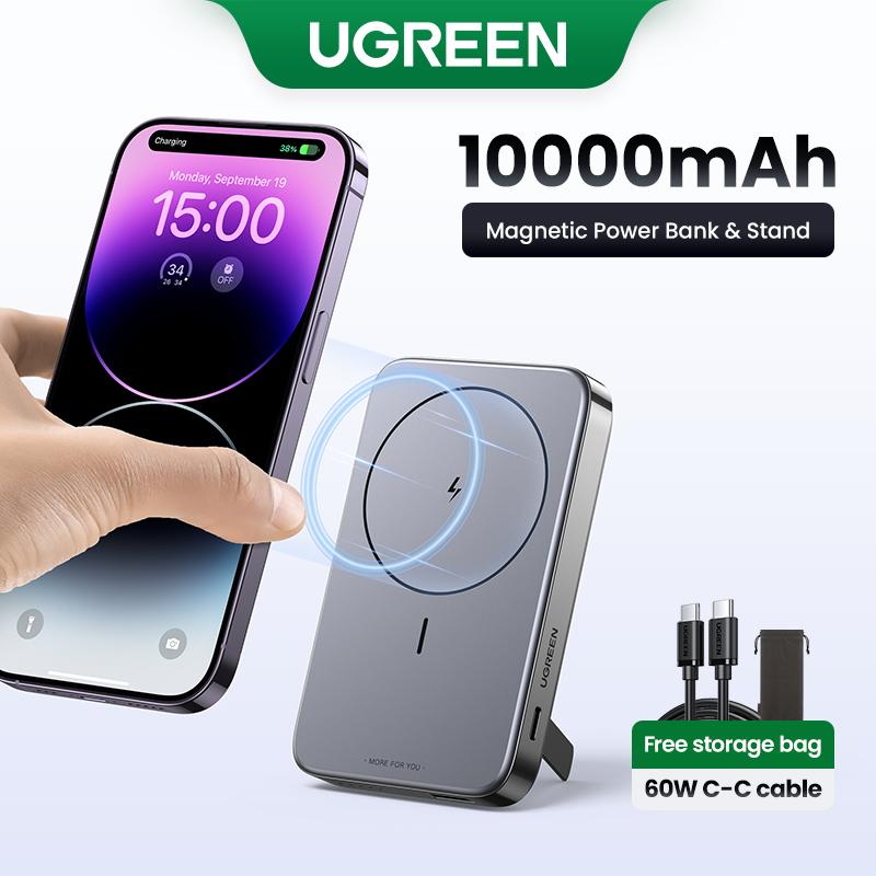 UGREEN 10000mAh 20W Magnetic Wireless Power Bank Battery USB Type C  Charging Foldable Kickstand Charger for iPhone 16 15 14 Pro Max Plus Fast Charging Charger Folding Chargeable Smartphone Accessories