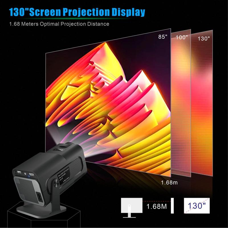 Smart Projector, 1080P WiFi 6 BT Native Mini Projector, 15000 Lumen Android 11.0 OS Projector with 270° Adjustable Stand, Portable Outdoor Movie Projector