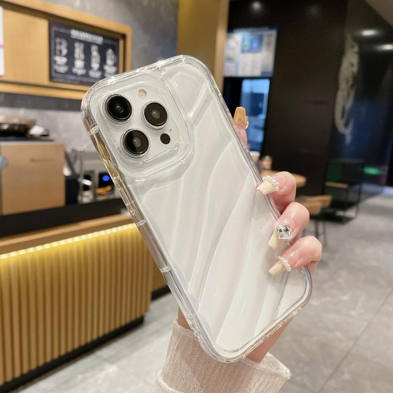 Clear Water Ripple Pattern Phone Case, Decorative Phone Protector Cover, Anti-fall Phone Protective Case Compatible with iPhone 11 12 13 14 15 Pro Max 7 iPhone 16 Series