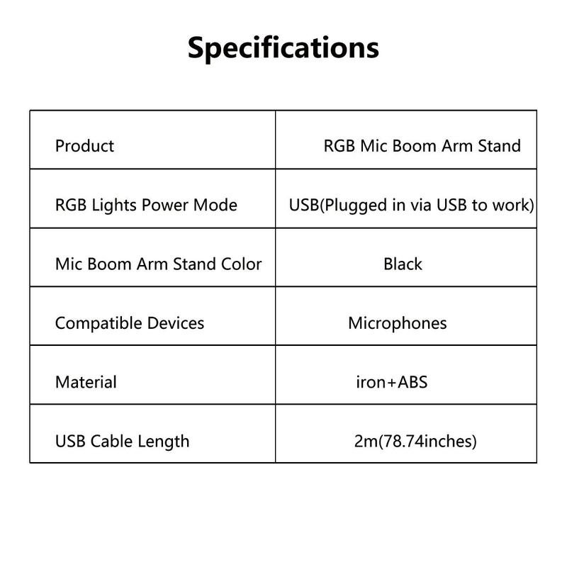 Christmas ZealSound Microphone Arm Stand, USB Powered Mic Arm with RGB Light for QuadCast Blue Yeti Snowball Shure SM7B Rode NT1 Elgato, Rotatable Microphone Stand for Gaming Streaming (Without Mic)