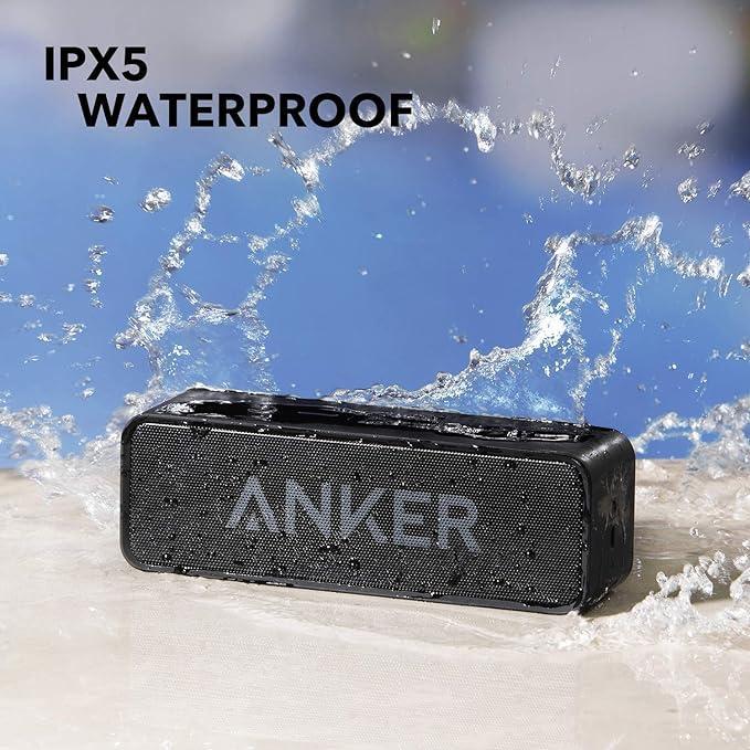 Enhanced Edition, Anker Soundcore Bluetooth Speaker with IPX5 Waterproof Rating, Stereo Sound, 24-Hour Playtime, Portable Wireless Speaker for iPhone, Samsung, and More