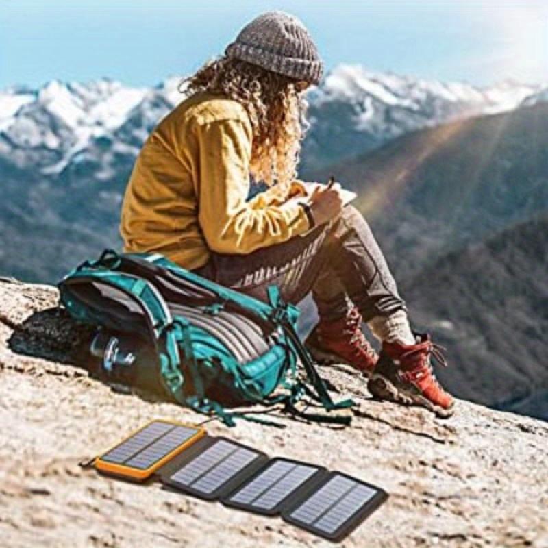 Solar Powered Power Bank, Portable Solar Phone Charger with Foldable Solar Panels, 20000mAh High Capacity Solar Power Bank for Smart Phones, Tablets