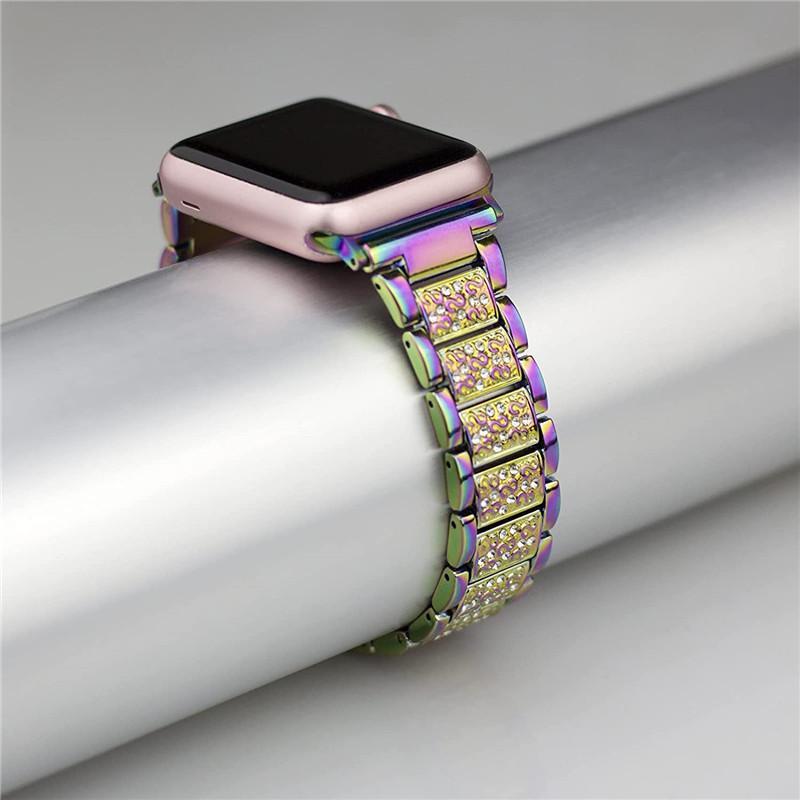 Rhinestone Decor Stainless Steel Watch Band, 1 Count Fashion Replacement Watch Band for Women & Girls, Wearable Accessories Compatible with iWatch Series