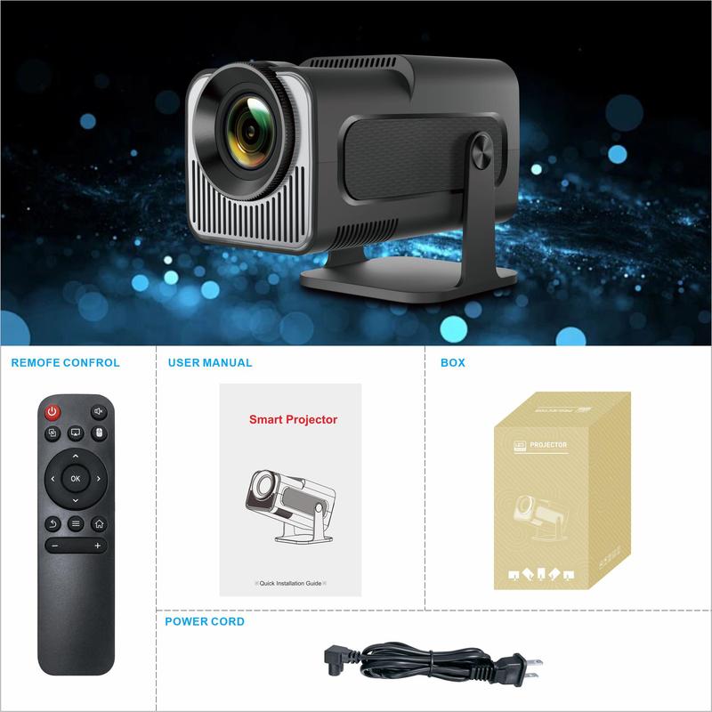 Smart Projector, 1080P WiFi 6 BT Native Mini Projector, 15000 Lumen Android 11.0 OS Projector with 270° Adjustable Stand, Portable Outdoor Movie Projector