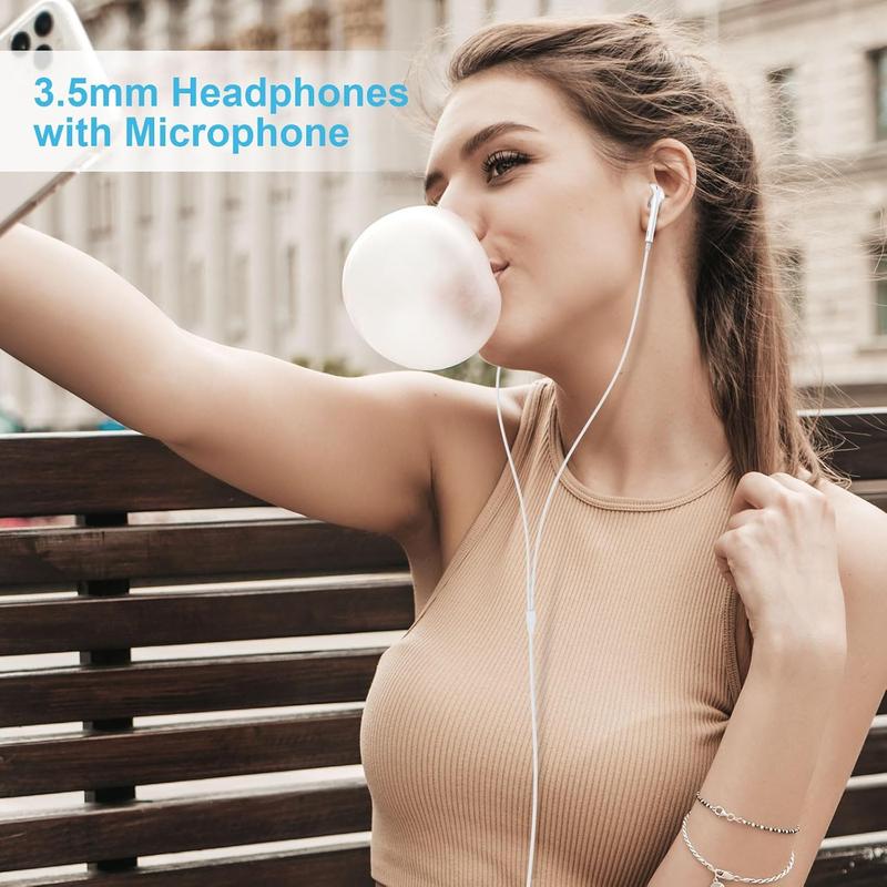 Wired Earbuds, 2 Pack 3.5mm Headphones with Mic, [MFi Certified] Clear Call Volume Control HiFi Stereo Surround Sounds Cord Earphones for Laptop PC Chromebook   A14 Android