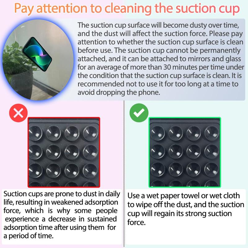 Silicone Suction Cup Phone Case Mount, Universal Adhesive Cellphone Back Holder, Durable Phone Accessories Compatible with iPhone & Android Phone, Phone Stand