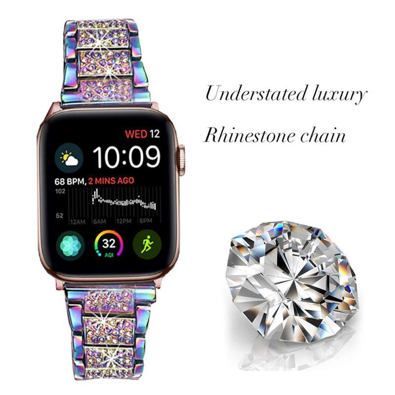 Rhinestone Decor Stainless Steel Watch Band, 1 Count Fashion Replacement Watch Band for Women & Girls, Wearable Accessories Compatible with iWatch Series