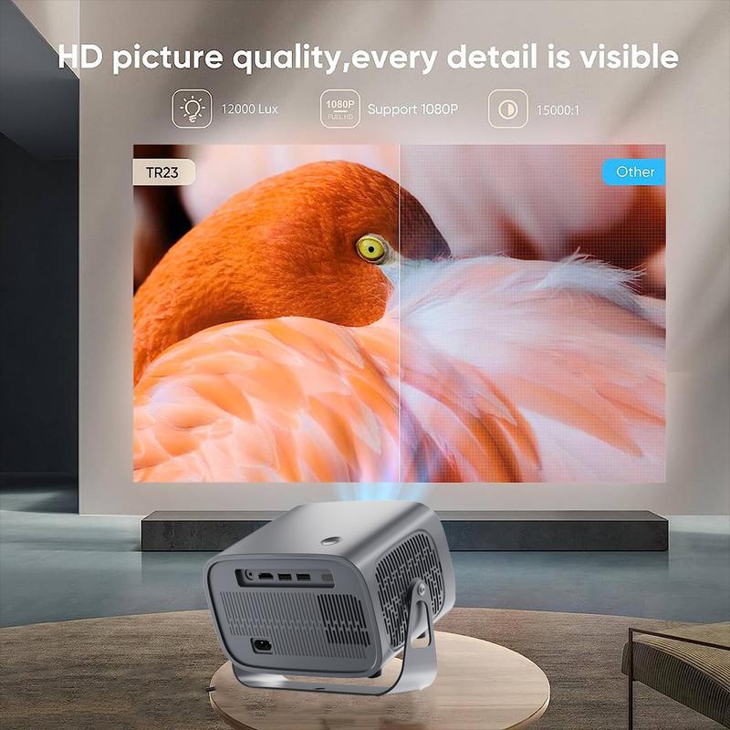 4K Mini Projector 16000 Lumen LED 1080P WiFi Bluetooth UHD Portable Home Theater, 2.4 5G WiFi Smart Projector 4K  200 ANSI, 200 Inch Screen, Built-in speaker, Auto Keystone Correction Portable Projector, BT 5.2, 360 Degree Flip, Home Video Projector