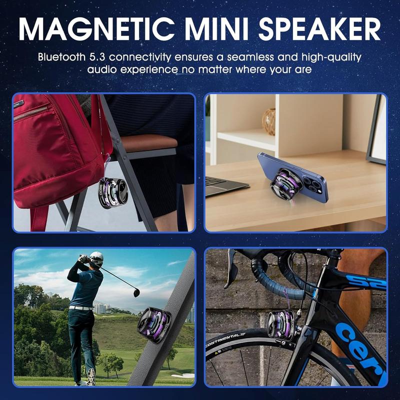 Viyawise G200 Speaker, Multifunctional Magnetic Bluetooth Speaker with Bluetooth 5.3, Cyber Magnetic Mini Bluetooth Speaker, Portable Wireless Small Bluetooth Speakers with Multi-RGB Color Light and Phone Holder