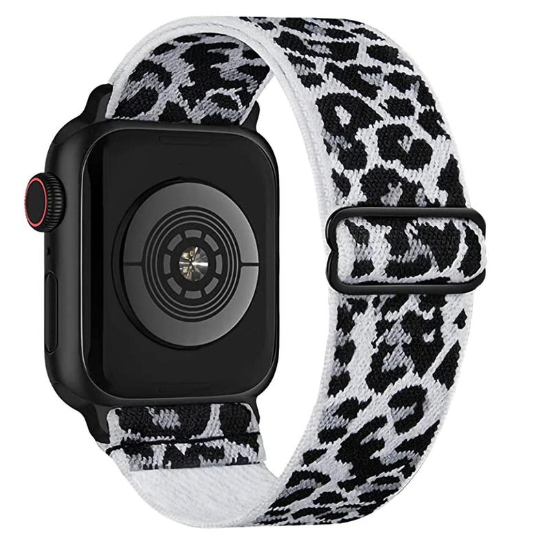 Trendy Leopard Print Smart Watch Band (Only Band), Adjustable Nylon Braided Replacement Smart Watches Band, Fashionable Wearable Accessories for Apple Watch iWatch Series