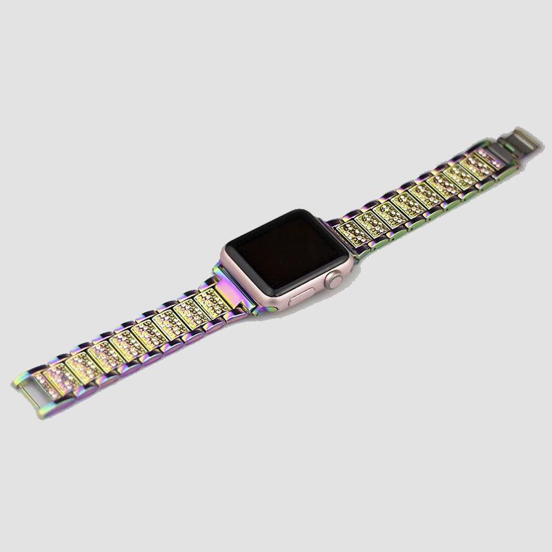 Rhinestone Decor Stainless Steel Watch Band, 1 Count Fashion Replacement Watch Band for Women & Girls, Wearable Accessories Compatible with iWatch Series