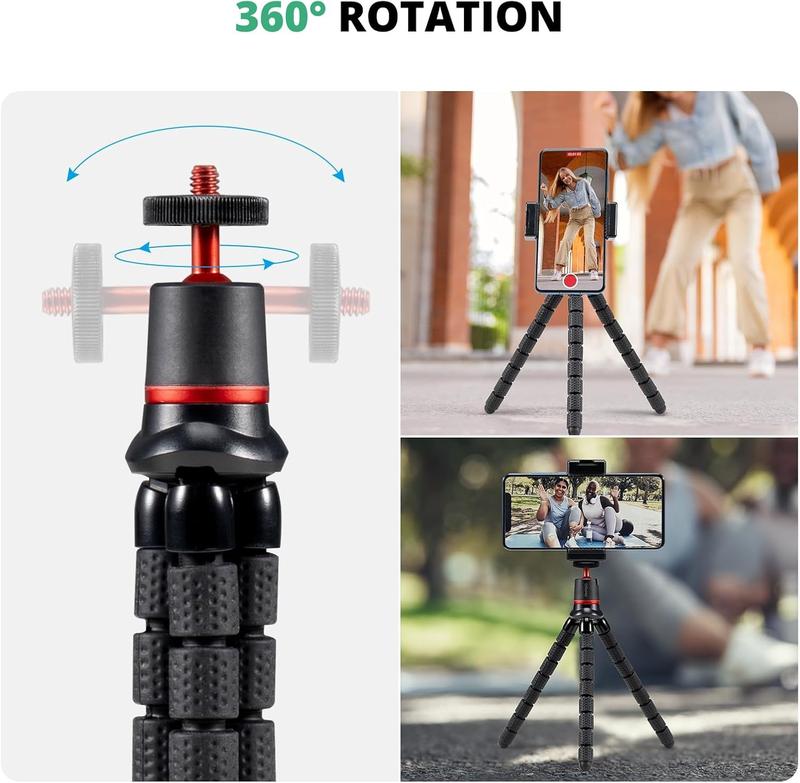 〖Black Friday〗UGIFT Tripod for iPhone - 3 in 1 Flexible Phone Tripod with Wireless Remote - iPhone Tripod Stand for Video Recording Vlogging Selfie Compatible with iPhone Samsung Go Pro, Digital Camera Cellphone Smartphone