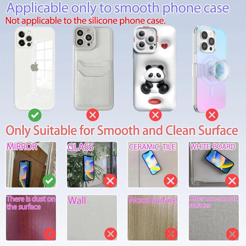 Silicone Suction Cup Phone Case Mount, Universal Adhesive Cellphone Back Holder, Durable Phone Accessories Compatible with iPhone & Android Phone, Phone Stand