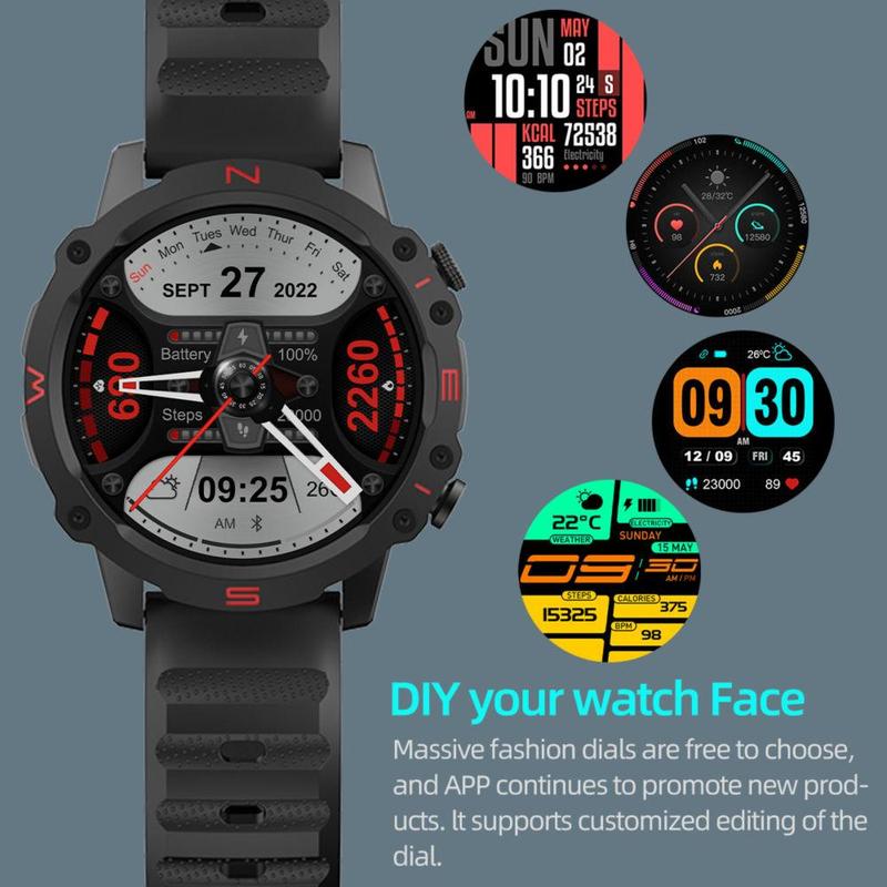 Waterproof Smartwatch for iPhone Android Smartphone, Sports Fitness Tracker with Sleep Monitoring, BT Smart Watches for Men, Wristwatch Wearable Devices