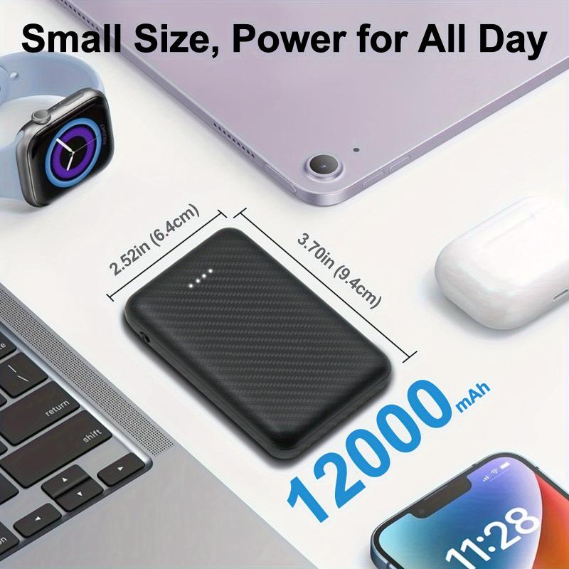 12000mAh Battery Pack For Heated Vest - 5V 2A Power Bank For Heated Jacket And Heated Hoodie, USB C Portable Charger Powerbank Compatible With IPhone IPad Samsung Tablet Etc