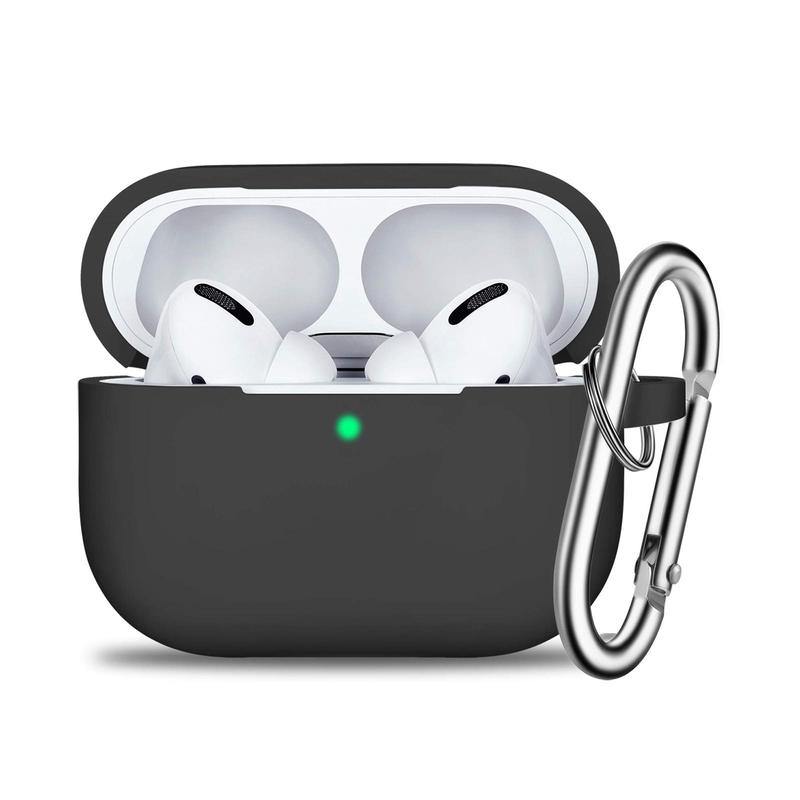 Silicone AirPods Pro Case Cover with Keychain, 1 Box Full Protective Silicone Skin Accessories for Women Men Girl, Front LED Visible Protective Case Cover Compatible with Apple 2019 Latest AirPods Pro