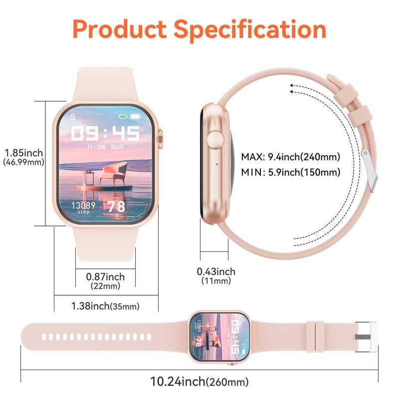 Smart Watch for Women (Answer Make Call), 2024 Newest 1.85 Inch Fitness Tracker, Pedometer Calories, Multiple Sports Modes, Women's Men's Fitness Watch for Android iPhone Back To School Gifts