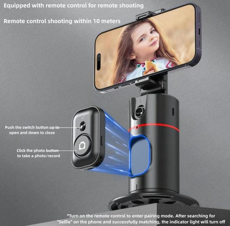 Everything Included- Gimbal Auto Face Tracking- Combo Pack- W  Separate Extendable Selfie Stick Tripod, Remote Control w 2 Piece LED Lights. 360° Rotatable Selfie Stand Camera Phone Tracking Holder, Phone Stabilizer Selfie Accessories Cellphone Smartphone