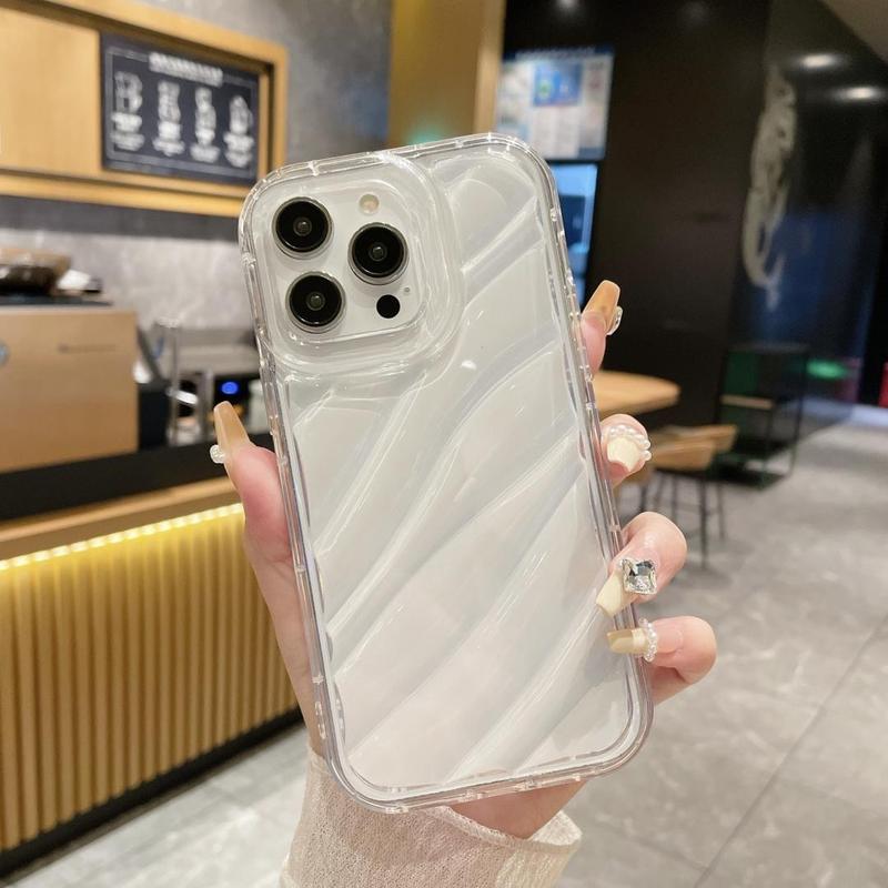 Clear Water Ripple Pattern Phone Case, Decorative Phone Protector Cover, Anti-fall Phone Protective Case Compatible with iPhone 11 12 13 14 15 Pro Max 7 iPhone 16 Series