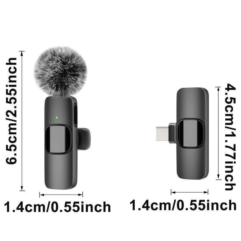 Wireless Lavalier Microphone Set, USB Rechargeable Wireless Microphone, Lapel Mic for Video Recording, Interview, Podcast, Vlog