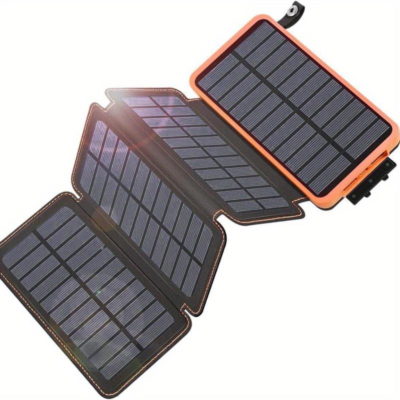 Solar Powered Power Bank, Portable Solar Phone Charger with Foldable Solar Panels, 20000mAh High Capacity Solar Power Bank for Smart Phones, Tablets