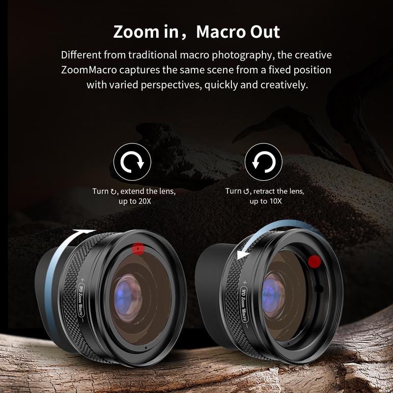 APEXEL 10X-20X Zoom Macro Lens, Professional Lens with Phone Clip, Phone Accessories for Smartphones, Mobile Phone Accessories