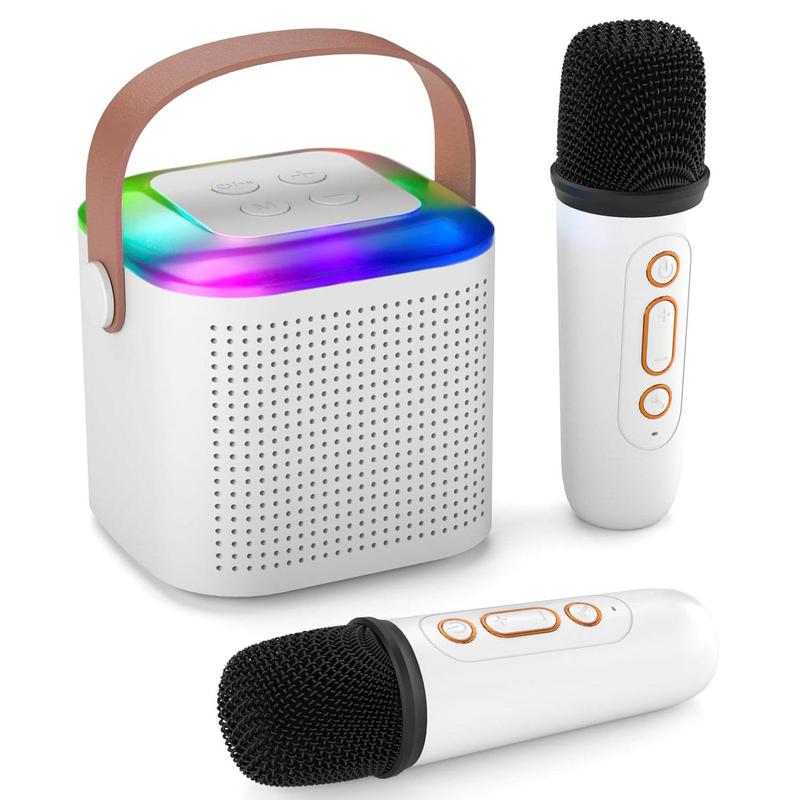 Summer Wireless Karaoke Speaker With Wireless Microphone & LED Light for Fall Gift, Wireless BT Speaker With LED Ambient Light, Speakers Karaoke, Electronics Outdoor Speaker, Karaoke Machine For Home Party Birthday Gift, Mini Microphone