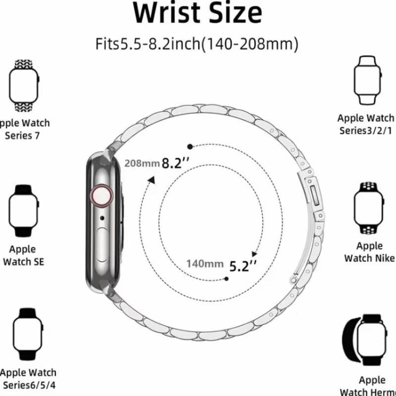 Rhinestone Decor Stainless Steel Watch Band, 1 Count Fashion Replacement Watch Band for Women & Girls, Wearable Accessories Compatible with iWatch Series